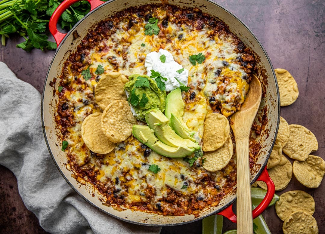 Mexican Cheesy Beef and Rice Skillet - Gina Gibson